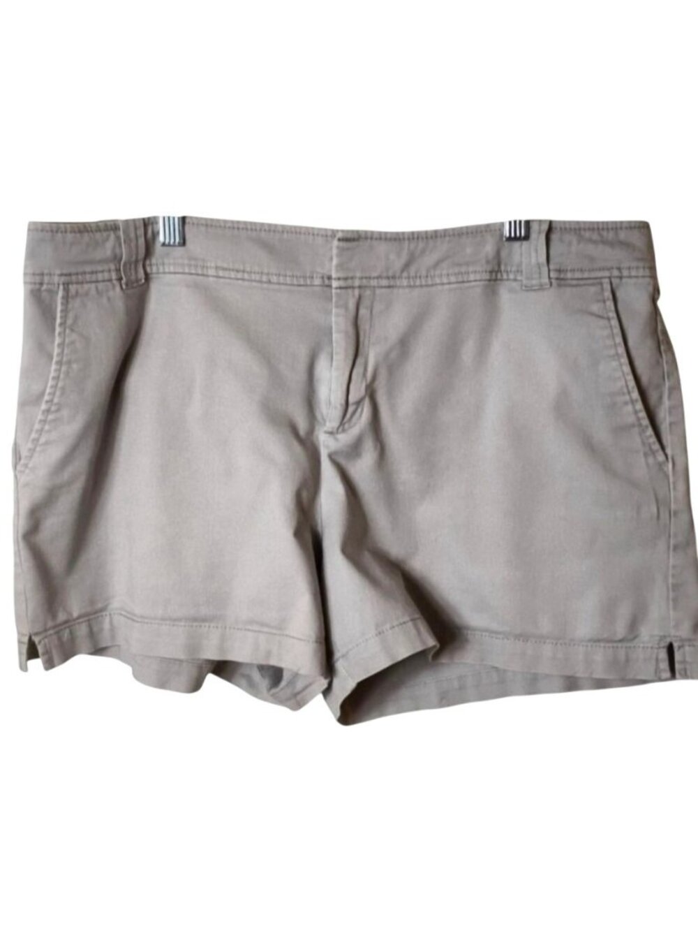 NY&Company Womens 12 Chino Shorts Gray Pockets Linen Hi Rise Summer Hip Urban